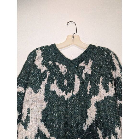 Brazos Market Women's Open Front Duster Sweater Cardigan Green and Cream One Sz - Picture 12 of 15